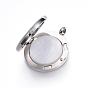 316 Surgical Stainless Steel Diffuser Locket Pendants, with Perfume Pad and Magnetic Clasps, Flat Round with Lotus