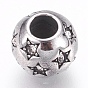304 Stainless Steel European Beads, Large Hole Beads, with Rhinestone, Rondelle with Star