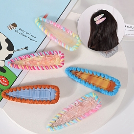 Teardrop Cellulose Acetate & Woolen Yarn Alligator Hair Clips, Hair Accessories for Women and Girls