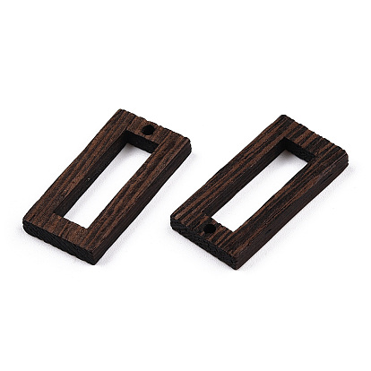 Natural Wenge Wood Pendants, Undyed, Rectangle Frame Charms
