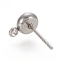 Ion Plating(IP) 304 Stainless Steel Stud Earring Settings, with Loop, Flat Round