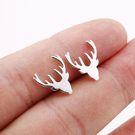 Whimsical Deer Stud Earrings for Women - Stainless Steel, Cute and Artsy Forest Style Jewelry