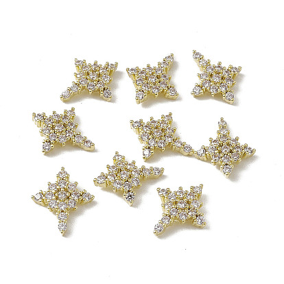 Brass Pave Clear Cubic Zirconia Cabochons, Nail Art Decoration Accessories, with Glass Rhinestone, Star