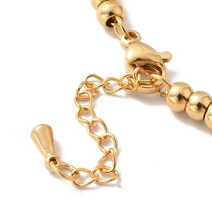 304 bracelet à breloque cloche en acier inoxydable avec 201 perles rondes en acier inoxydable pour femme