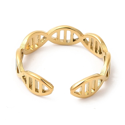 201 anillo de acero inoxidable, anillo de puño abierto, anillo de estructura de doble hélice de molécula de ADN para hombres y mujeres