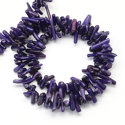 Dyed Chips Synthetic Coral Beads Strands, 4~18x2~5x2~4mm, Hole: 0.5mm, 16.1 inch /strand, about 2082~3562pcs/500g