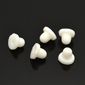 Clip en plastique sur les coussinets de boucle d'oreille, blanc, 6x5mm, Trou: 1mm