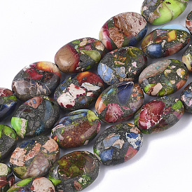 Synthetic Imperial Jasper Beads Strands, Dyed, Oval