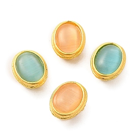 Alloy Beads, with Glass, Lead Free & Cadmium Free, Matte Glod Color, Oval