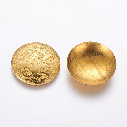 Cabochons de bronce, sin plomo, cadmio, níquel, plano y redondo con flor