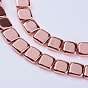 Electroplate Non-magnetic Synthetic Hematite Beads Strands, Square, Grade AA