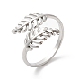 304 Stainless Steel Leaf Open Cuff Ring for Women