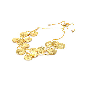 Vintage Gold Alloy Leaf Necklace with Exaggerated Design and Unique Metal Tree Leaves for Women's Collarbone Chain
