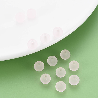 Perles acryliques transparentes, de Style caoutchouté, givré, ronde
