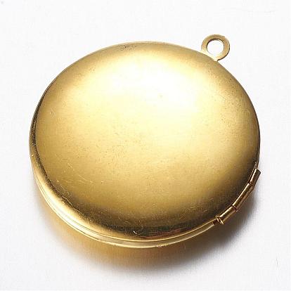 Brass Locket Pendants, Flat Round