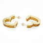 Brass Multi-Layer Heart Stud Earrings, Chunky Half Hoop Earrings for Women, Nickel Free