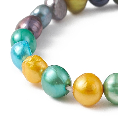 Dyed Natural Pearl Beaded Stretch Bracelet for Kids