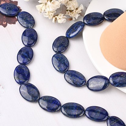 Lapis-lazuli, brins de perles naturels , Ovale Plat