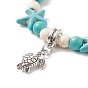 Alloy Tortoise Charm Bracelet with Synthetic Turquoise(Dyed) Starfish Beaded Bracelet for Women