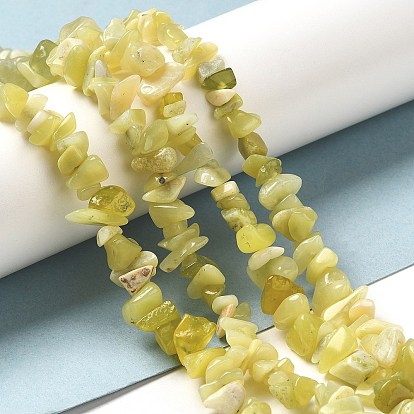Citron naturel puce de jade brins de perles, 5~8x5~8mm, Trou: 1mm, environ 31.5 pouce