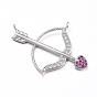 Brass Micro Pave Cubic Zirconia Pendants, Bow and Arrow