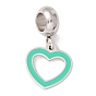 304 Stainless Steel European Dangle Charms, Large Hole Pendants, with Enamel, Heart