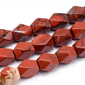 Jaspe rojo rombo hebras de perlas, 18x13x12 mm, agujero: 1 mm, sobre 22 unidades / cadena, 15.7 pulgada