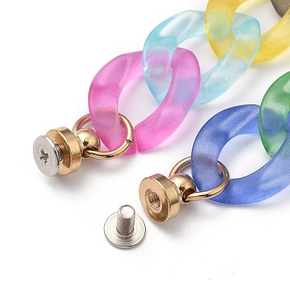 Chaîne gourmette acrylique transparente givrée pour porte-clés bricolage, accessoires de bijoux de décoration de cas de téléphone, avec écrous à vis en laiton et vis en fer