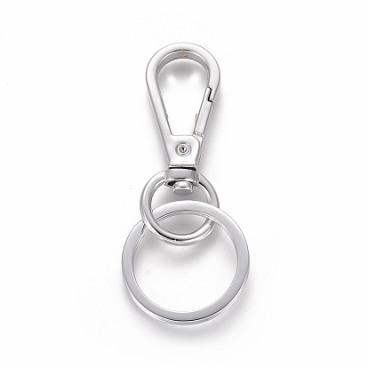 Alloy Swivel Clasps, Swivel Snap Hook, with Iron Split Key Ring