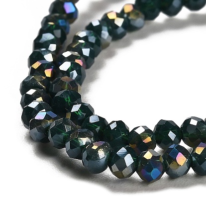 Electroplate Glass Beads Strands, AB Color, Faceted, Rondelle