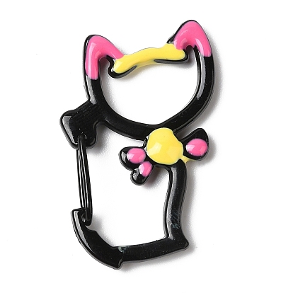 Spray Painted Alloy Spring Gate Ring, Cat Shape
