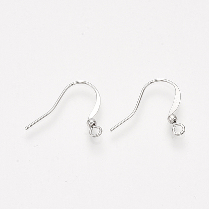 Brass French Earring Hooks, with Horizontal Loop, Flat Earring Hooks Findings