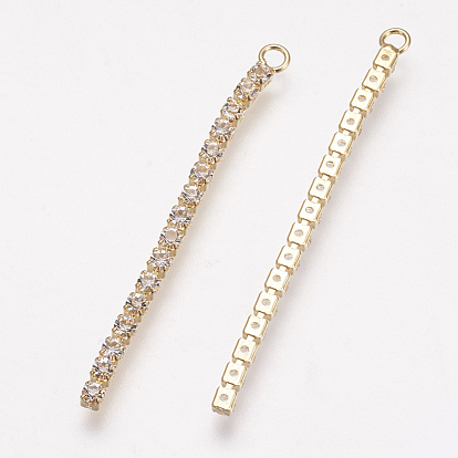 Colgantes de diamantes de imitación, con fornituras de latón, sin níquel, real 18 k chapado en oro