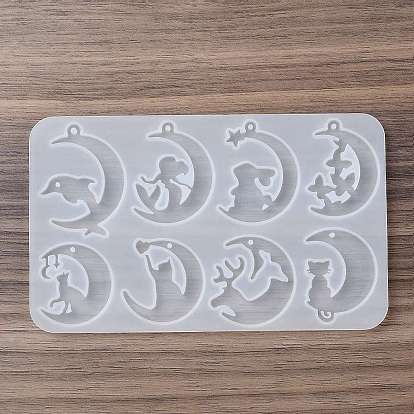 Heart/Moon DIY Pendant Food Grade Silicone Molds, Resin Casting Molds, for UV Resin, Epoxy Resin Jewelry Making