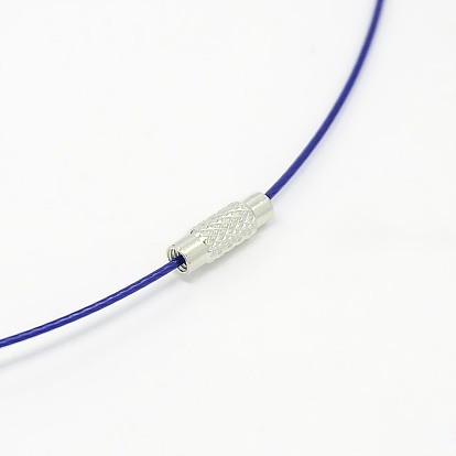 201 cordon de collier en fil d'acier inoxydable, agréable pour les bijoux DIY faisant, avec du laiton fermoir à vis