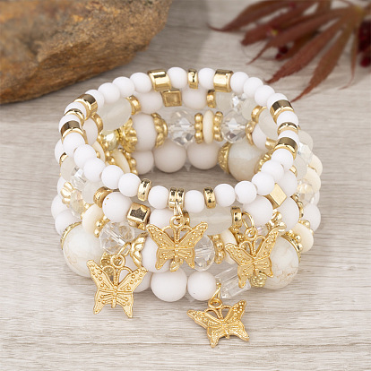 Bohemian Multi-layer Bracelet with Acrylic Butterfly Pendant and Beads Jewelry