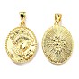 Rack Plating Brass Pendants, Lead Free & Cadmium Free, Long-Lasting Plated, Oval with Human Charm