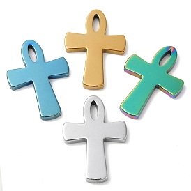 Electroplated Synthetic Non-magnetic Hematite Pendants, Religion Cross Charms