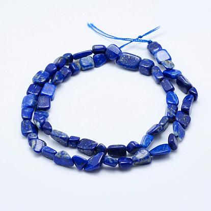 Natural Lapis Lazuli Beads Strands, Tumbled Stone, Nuggets, Grade AB