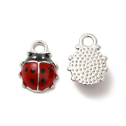 Alloy Enamel Charms, 3D Ladybug Charms