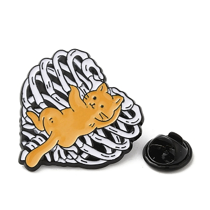 Cat with Rib Cage/Heart Surgery Anatomy Enamel Pin, Electrophoresis Black Alloy Brooch for Backpack Clothes
