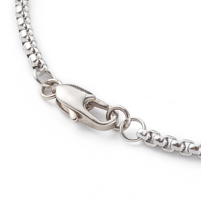304 Stainless Steel Box Chain Bracelets,with Brass Lobster Claw Clasps