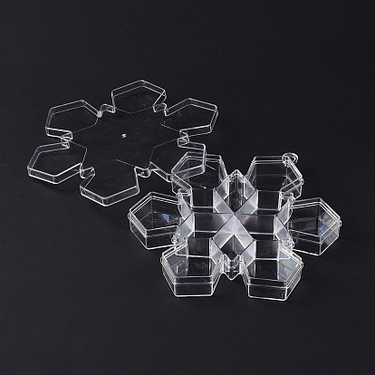 12 решетки из прозрачного пластика, Контейнеры для снежинок для мелких украшений и бусин