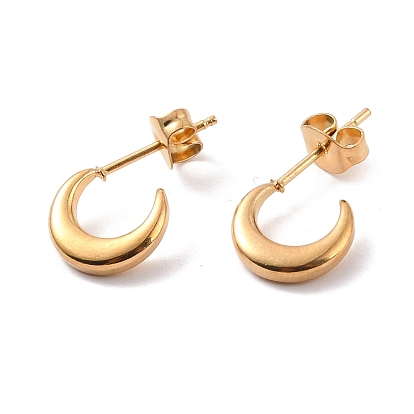 304 Stainless Steel Crescent Moon Stud Earrings for Women