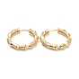 Brass Micro Pave Cubic Zirconia Huggie Hoop Earrings, Ring with Bamboo Stick