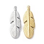 304 Stainless Steel Pendants, Feather Charms