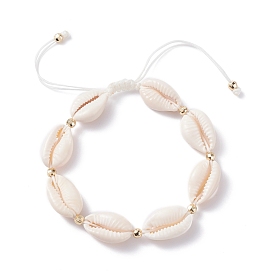 Bracelet de perles tressées en coquillage cauri naturel pour femme