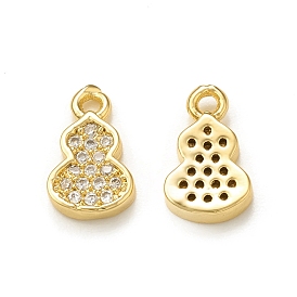 Brass Micro Pave Cubic Zirconia Charms, Gourd Charm