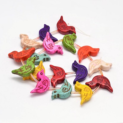 Bird Synthetic Turquoise Bead Strands, Dyed, 16x29x7mm, Hole: 1mm, about 450pcs/1000g