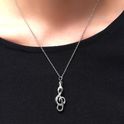 Colliers à pendentif en acier inoxydable en forme de note de musique, colliers de cendres d'urne